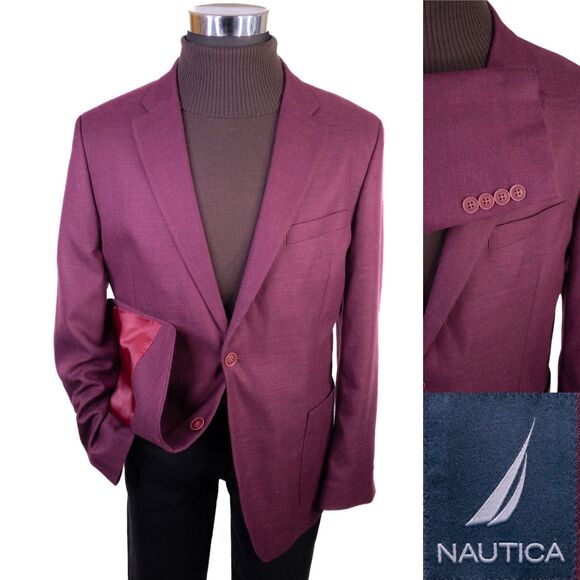 Nautica Other - Nautica Men's 44R Sports Coat Jacket Blazer Polyester Blend Two Button Casual